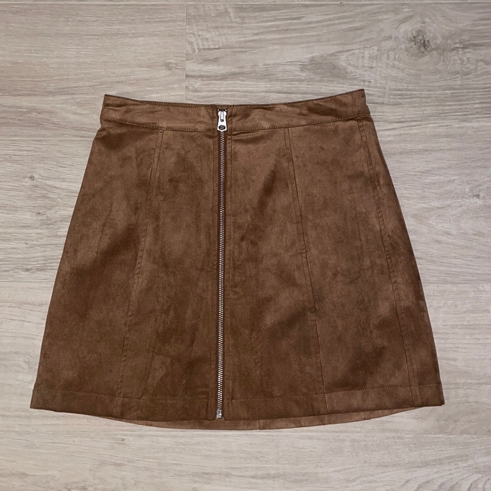 Aritzia brown suede skirt